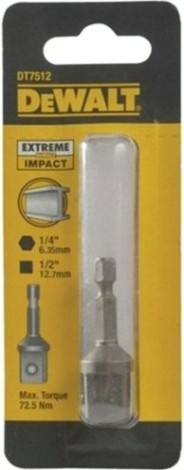 Адаптер для ударного гайковерта DeWALT внеш. квадрат 1/4 внеш.квадрат 1/2 Extreme DT 7512-QZ [DT7512-QZ]