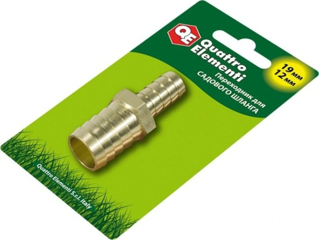 Адаптер QUATTRO ELEMENTI соединитель шлангов "елочка" 19-12 мм латунь [771-930]