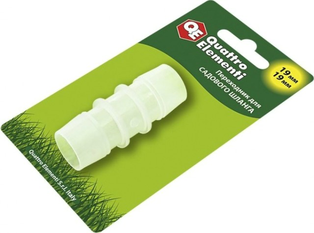 Адаптер QUATTRO ELEMENTI соединитель шлангов "елочка" 19-19 мм, пластик [771-978]