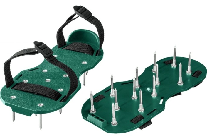 Аэратор ножной GRINDA GA-26 для газона со стальными шипами, 26 шипов, 50 мм [422111]