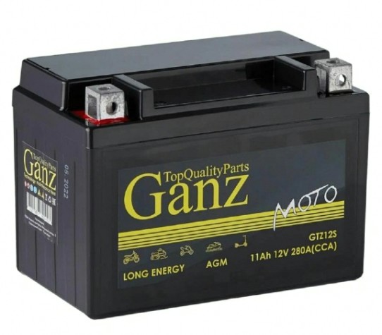 Аккумулятор GANZ AGM мото 11 A/ч прямая 150x87x110 CCA280 A GTZ12S (12 [GN1211]