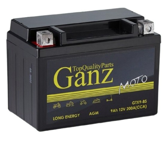 Аккумулятор GANZ AGM мото 9 A/ч прямая 152x87x107 CCA200 A GTX9-BS [GN1209]