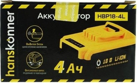 Аккумулятор HANSKONNER HBP18-4L 18 в, 4ач для инструмента серии onebat Аккумулятор HANSKONNER HBP18-4L 18 в, 4ач для инструмента серии onebat