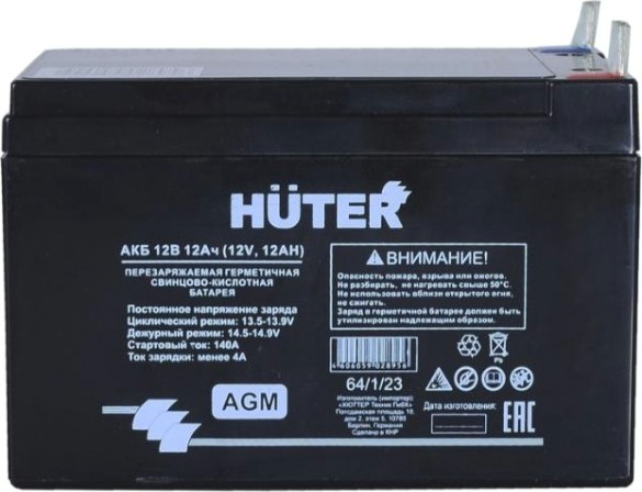 Аккумулятор HUTER 12В 12 Ач 64/1/23 [64/1/23]
