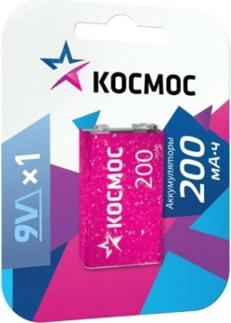 Аккумулятор КОСМОС 6F22 200мА.ч 1BL (блист.1шт) [KOCNI-MH6F22(200mAh)]