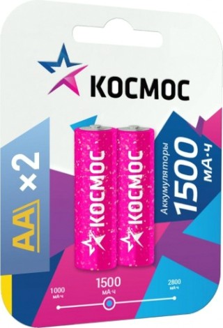 Аккумулятор КОСМОС AA/R6 NI-MN 1500мА.ч BP-2 (блист.2шт) [KOCR6NIMH(1500mA)]