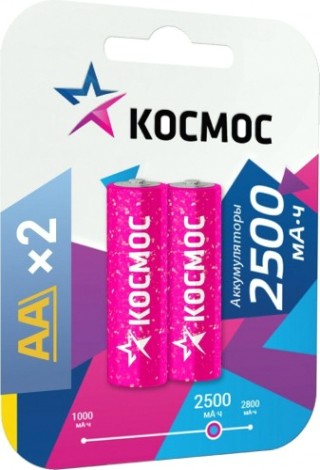 Аккумулятор КОСМОС AA/R6 NI-MN 2500мА.ч BP-2 (блист.2шт) [KOCR6NIMH2500MAH2BL]