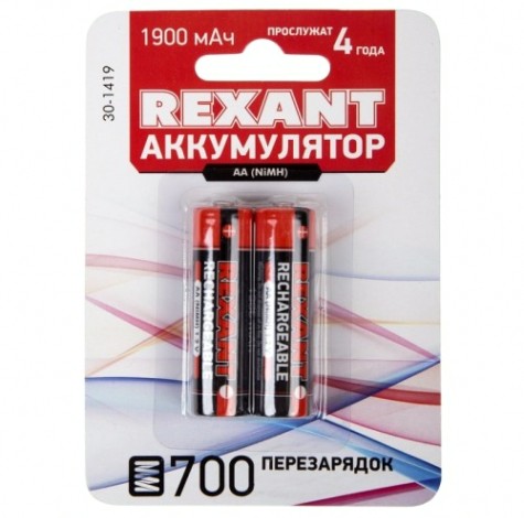 Аккумулятор REXANT 30-1419 Ni-MH AA/HR6, 1,2B, 1900мAч, 2 шт
