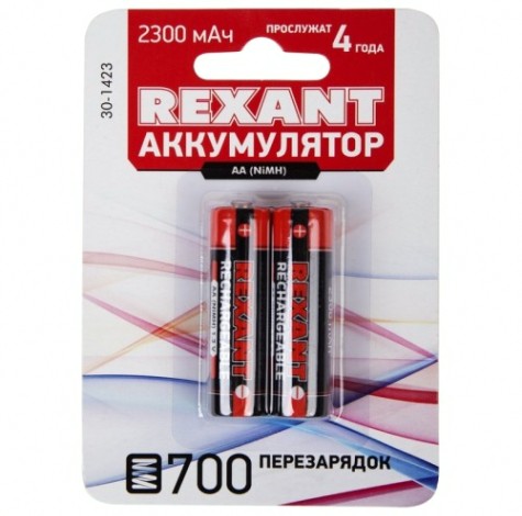 Аккумулятор REXANT 30-1423 Ni-MH AA/HR6, 1,2B, 2300мAч, 2 шт