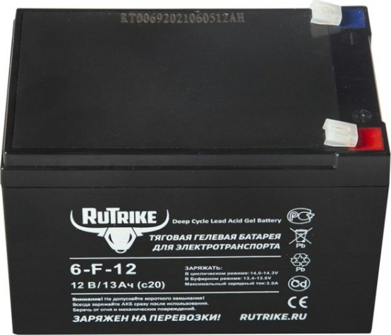Аккумулятор RUTRIKE 12V 13A/H C20 тяговый 6-F-12 [023274]