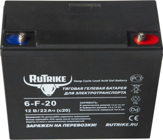 Аккумулятор RUTRIKE 12V 20A/H C20 тяговый 6-F-20 [023275]