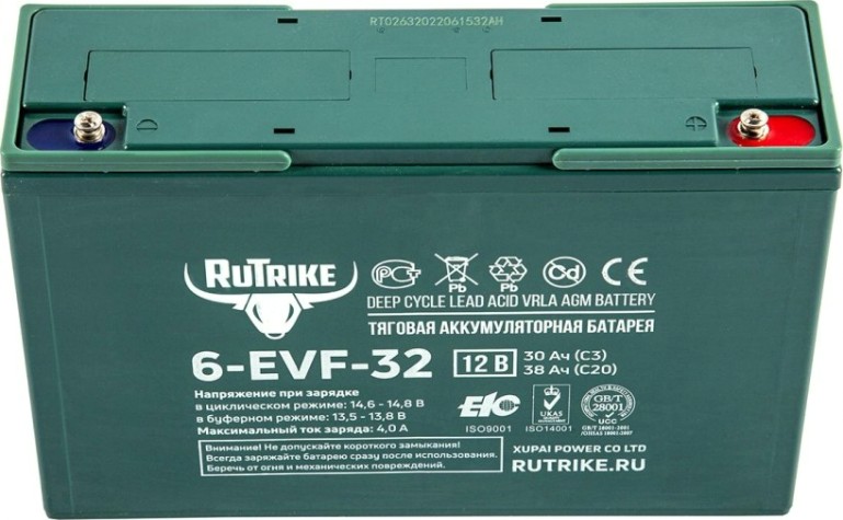 Аккумулятор RUTRIKE 12V 32A/H C3 тяговый 6-EVF-32 [021662]