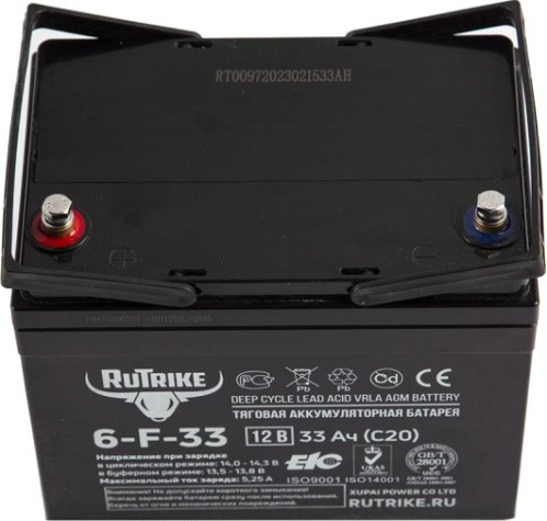 Аккумулятор RUTRIKE 12V 33A/H C20 тяговый 6-F-33 [023281]