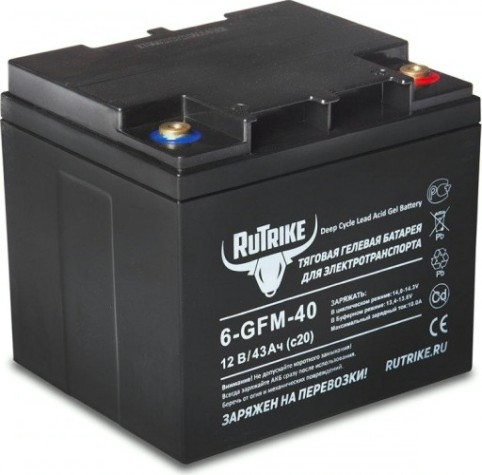 Аккумулятор RUTRIKE 12V 43A/H C20 тяговый 6-GFM-40 [023278]