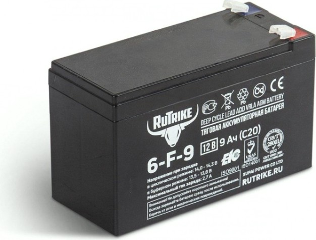 Аккумулятор RUTRIKE 12V 9A/H C20 тяговый 6-F-9 [023273]