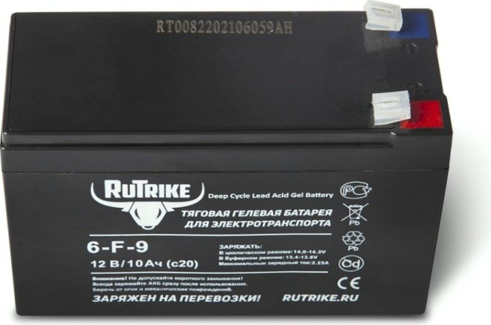 Аккумулятор RUTRIKE 12V 9A/H C20 тяговый 6-F-9 [023273]