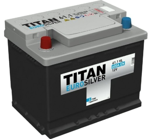 Аккумулятор Titan EUROSILVER 61.1 VL 600А [4607008881387]