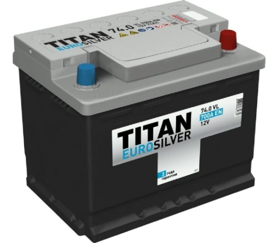 Аккумулятор Titan EUROSILVER 74.0 VL низкий 700А [4607008884630]