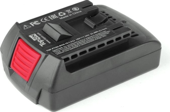 Аккумулятор TopON для Bosch 18В, 1.3Ah (Li-Ion) [TOP-PTGD-BOS-18-1.3-Li]