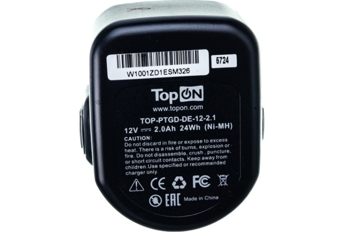 Аккумулятор TopON для DeWalt DC12В, 2.0Ah (Ni-Mh) [TOP-PTGD-DE-12-2.1]