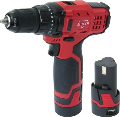 Аккумуляторная дрель-шуруповерт ELITECH ДА 10.8 ЛК2 (1,5Ач USB, фонарь) [180548]