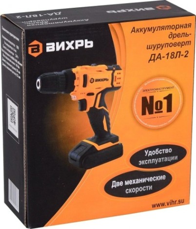 Аккумуляторный шуруповерт ВИХРЬ ДА-18Л-2 [72/14/16]