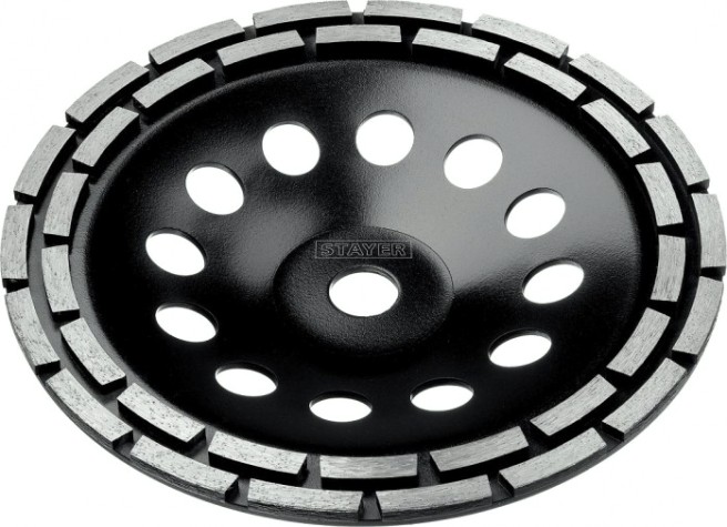 Алмазная чашка STAYER 230мм double шлифовальная сегментная двухрядная [33381-230]