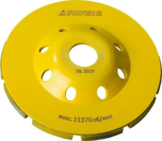 Алмазная чашка STAYER PROFESSIONAL сегментная двухрядная, высота 22,2мм, 125мм [33381-125]