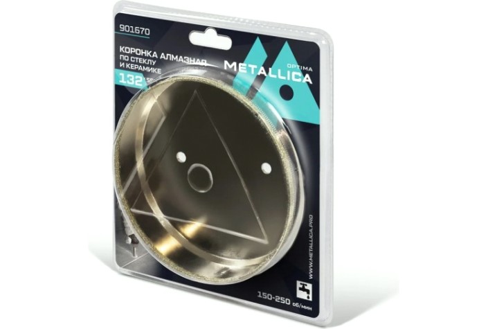 Алмазная коронка для мокрого сверления METALLICA Optima 132x55 мм #80 по стеклу, плитке [901670]