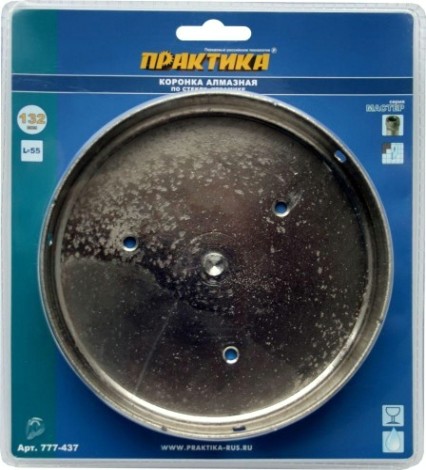 Алмазная коронка для мокрого сверления ПРАКТИКА "Мастер" 132 мм по стеклу и керамике [777-437]