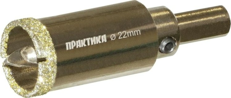 Алмазная коронка для мокрого сверления ПРАКТИКА "Профи" 22х70мм по керамограниту/керамике [917-583]