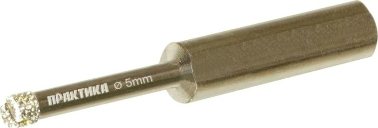 Алмазная коронка для мокрого сверления ПРАКТИКА "Профи" 5х65мм по керамограниту/керамике [917-491]