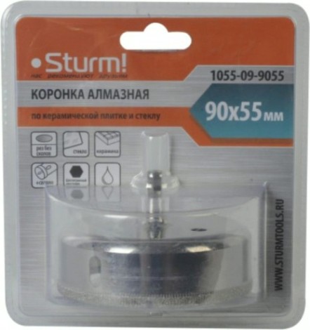 Алмазная коронка для мокрого сверления Sturm 1055-09-9055 по керамике и стеклу Алмазная коронка для мокрого сверления Sturm 1055-09-9055 по керамике и стеклу