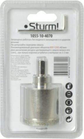 Алмазная коронка для мокрого сверления Sturm 1055-10-4070 по керамограниту 40х70 мм, хвост. с проточками
