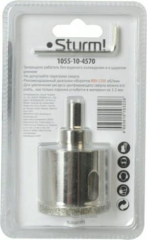 Алмазная коронка для мокрого сверления Sturm 1055-10-4570 по керамограниту 45х70 мм, хвост. с проточками