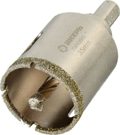 Алмазная коронка для мокрого сверления ВИХРЬ 35 мм по керамограниту/керамике [73/10/9/5]