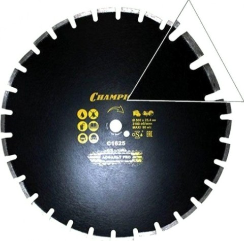 Алмазный диск для резки асфальта CHAMPION Asphafight PRO 500 скош, сегменты для защит.корп) [C1625]