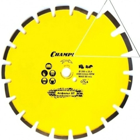 Алмазный диск для резки асфальта CHAMPION Asphafight Standart 350 по бетону,свежий бетон,мягкие блоки) [C1606]