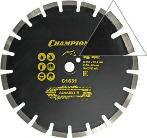 Алмазный диск для резки асфальта CHAMPION Asphalt M-Series 350 (асф. по бетону,свежий бетон,мягкие блоки) [C1631]
