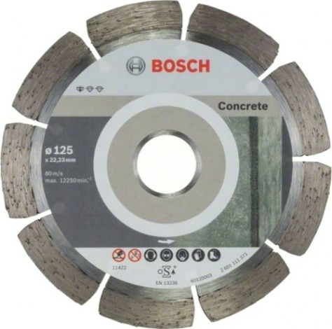 Алмазный диск для резки бетона BOSCH 125-22,23, мм Standard for Concrete 10 шт в уп. [2608603240]