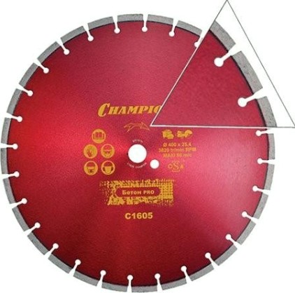 Алмазный диск для резки бетона CHAMPION Concremax Standart 400 (с наполн.сред.тв) [C1605]