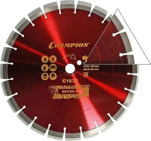 Алмазный диск для резки бетона CHAMPION Concrete M-Series 350 (ж/б с наполн.сред.тв) [C1632]