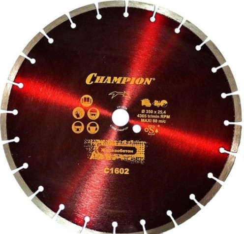 Алмазный диск для резки бетона CHAMPION HeavyCut PRO 350 (ж/б, железо) [C1602]