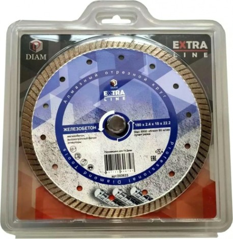 Алмазный диск для резки бетона DIAM Extra Line 180*2,4*10*22,2 [000633]