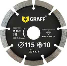 Алмазный диск для резки бетона GRAFF 115х22.2 мм GDD 18 115.10