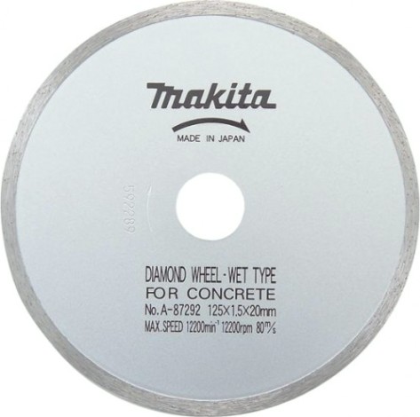 Алмазный диск для резки бетона MAKITA A-87292 сплошной по кирпичу 125x20 (мокрый рез)