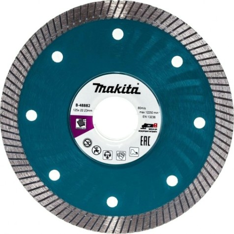 Алмазный диск для резки бетона MAKITA B-48882 сплошной рифленый 125x22,23 (для акк. инструмента)