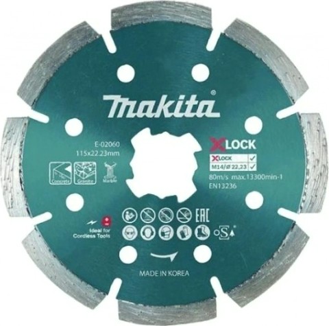 Алмазный диск для резки бетона MAKITA E-02060 сегментированный с системой x-lock 115х22,23