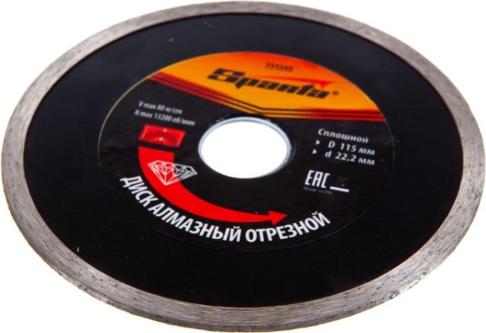 Алмазный диск для резки бетона Sparta 115х22,2 мм сплошной, мокрое [731395]