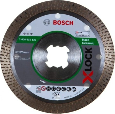 Алмазный диск для резки гранита BOSCH 125x22,23x1,8x10 мм X-LOCK Best for Hard Ceramic [2608615135]